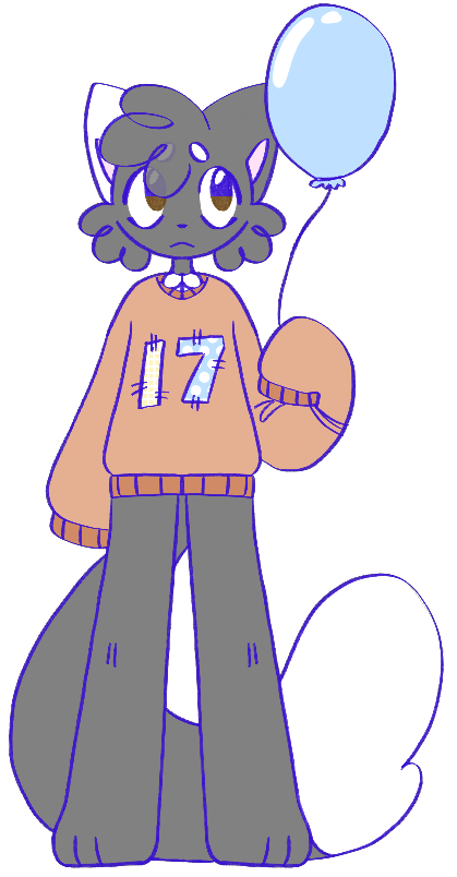 pancake with a balloon and a 17 stitched into his sweater